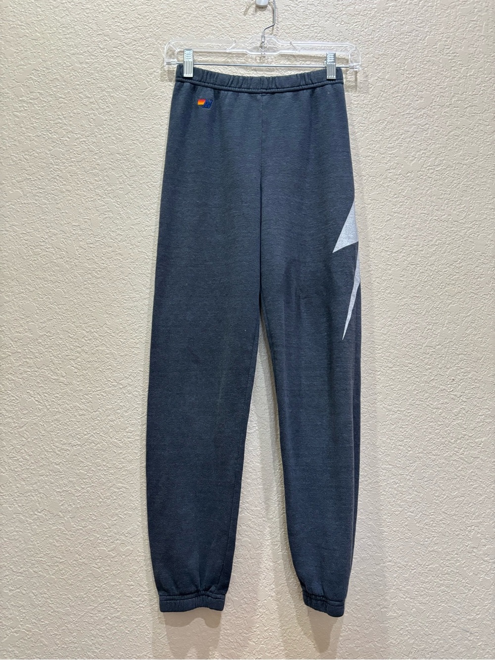 Aviator Nation KIDS BOLT PRINT SWEATPANTS - CHARCOAL // WHITE Sz 14 Loungewear